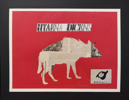 Art work by Eugenio Miccini Hyaena Dicens  - collage paper 